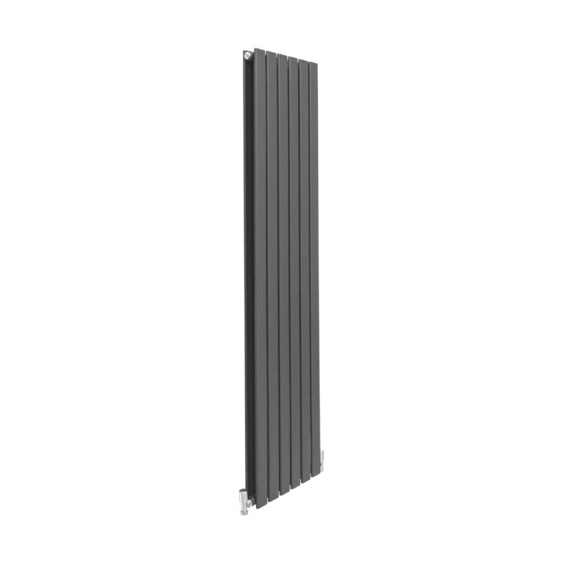 Designer Radiators 160 x 42cm Flat Panel Modern Central Heating Anthracite Grey Vertical Column Double Panel Wall Mounted Slimline Kitchen Living Room Bathroom Commercial Cleaning Brush & Fixing Kit