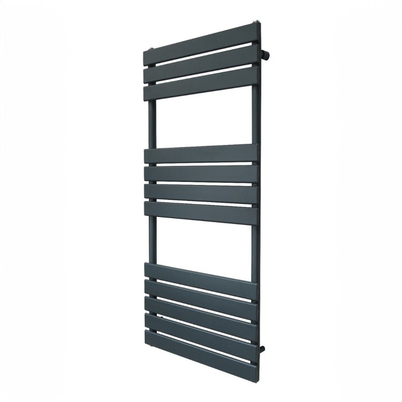 Vertical Towel Radiator Designer Flat Panel 1200mm x 500mm Bathroom Heated Rail Matt Anthracite Grey Central Heating Ladder Heater Wall Mounted Carbon Steel FREE Cleaning Brush Fixing Kit & Brackets