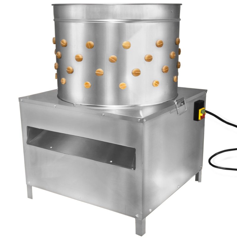 Poultry Plucker Machine 60cm Drum Automatic Chicken Turkey Duck Birds Rotating Water Pipe Drain Chute Defeather Plucking Stainless Steel 132 Rubber Fingers 3HP 220V 8 Bird Capacity Farming Abattoir