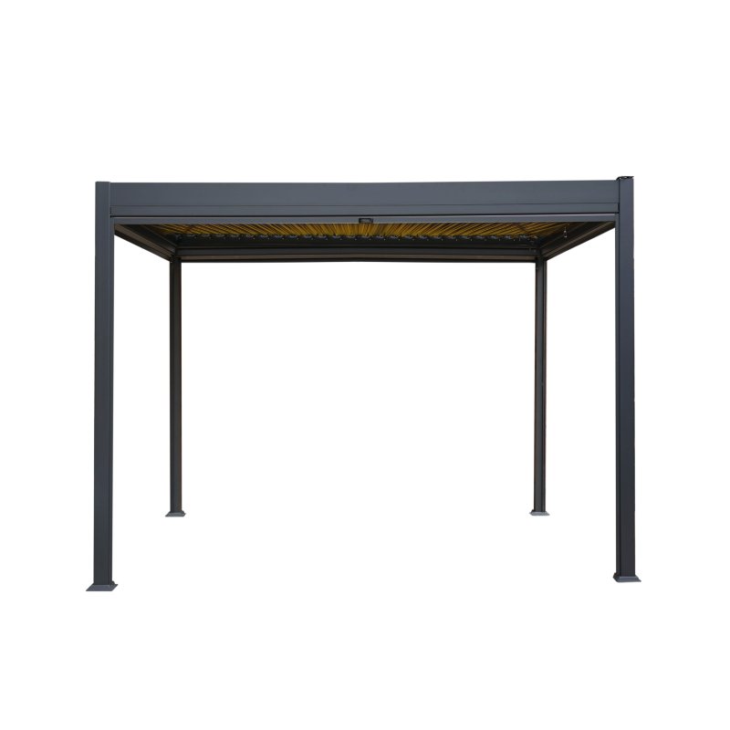 Aluminium Pergola With Anthracite Blinds & LED Lights - 3m x 3m