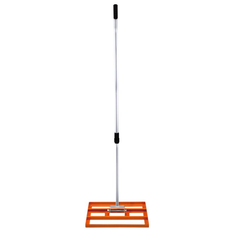 Lawn Leveller 50cm x 32cm Levelling Rake Lute Heavy Duty Lightweight Galvanised Steel Aluminium Orange 1.2 - 1.9m Extendable Handle Easy Grip Landscaping Garden Tool Grass Soil Artificial Turf Compost