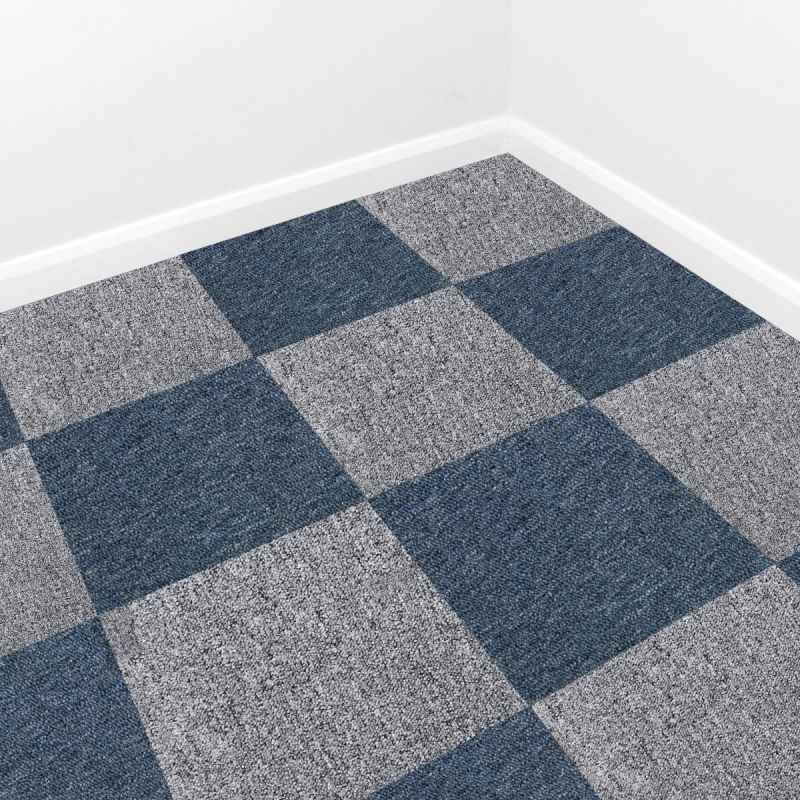 Carpet Tiles 40 x Storm Blue & Platinum Grey 10 Metres Squared Commercial Hard Wearing Heavy Duty Domestic Premium Office Home Flooring 50cm x 50cm MonsterShop