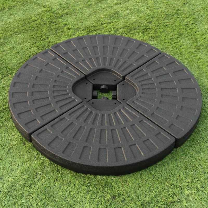 Monster Shop Dark Grey Fan Cantilever Parasol Base Garden Patio Outdoor Umbrella Weight Stand Sand Water Filled Garden Furniture 100cm x 100cm x 7cm