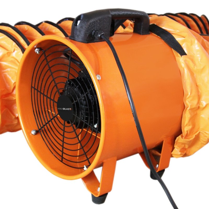 Dust Extractor Ventilation Fan 250mm Portable 6m Duct Hose Workshop Fume Air Blower Industrial PVC Ducting Ventilator