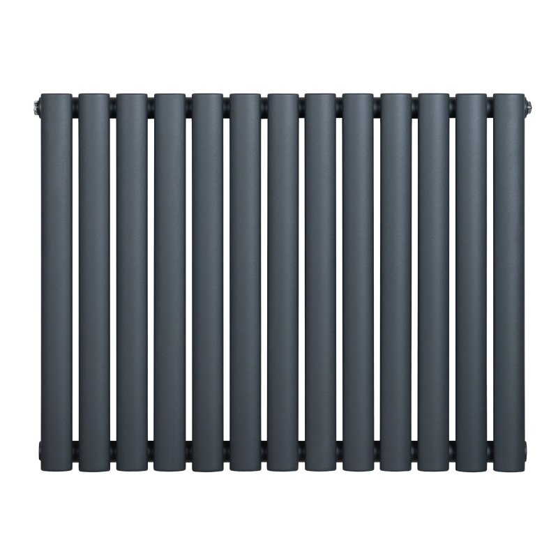 Oval Single Column Radiator - 600 x 780mm - Anthracite Grey