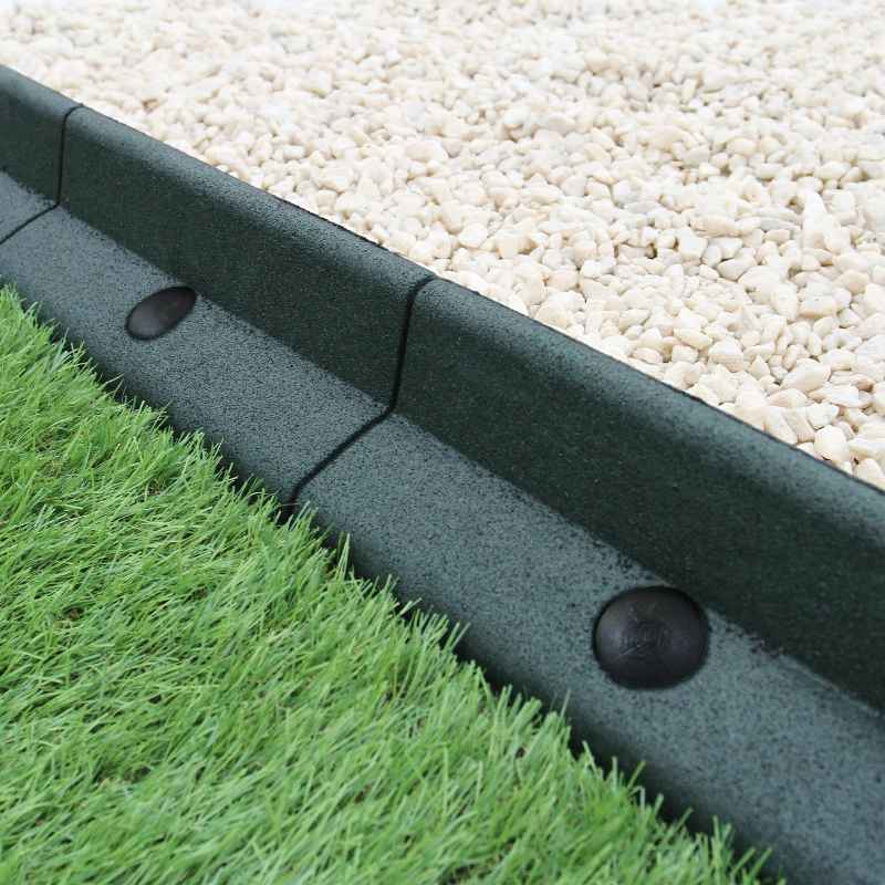 Flexible Lawn Edging Garden Border Grass Pathways Path Edge Vegetable Plot Flowerbed Raised Borders Rubber Artificial Grass Green | Pack of 28 x 1.2m