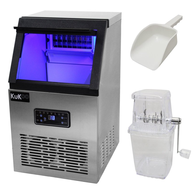 Commercial Ice Cube Maker Stainless Steel Machine 40kg/24hr Restaurant Bar Cafe Hotel IceMaker / FREE Ice Crusher