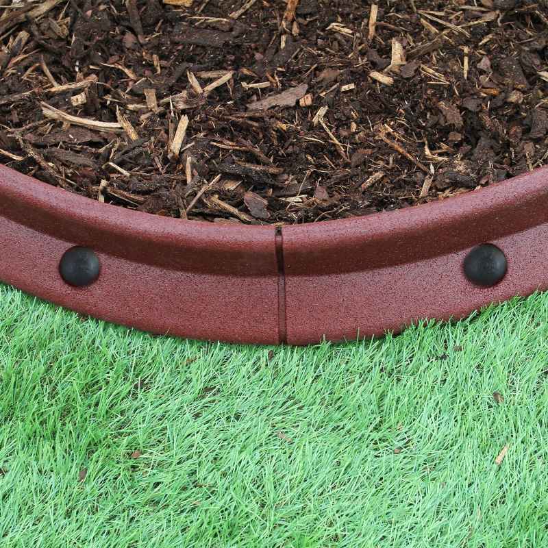 Flexible Lawn Edging Garden Border Grass Pathways Path Edge Vegetable Plot Flowerbed Raised Borders Rubber Artificial Grass Terracotta | Pack of 16 x 1.2m