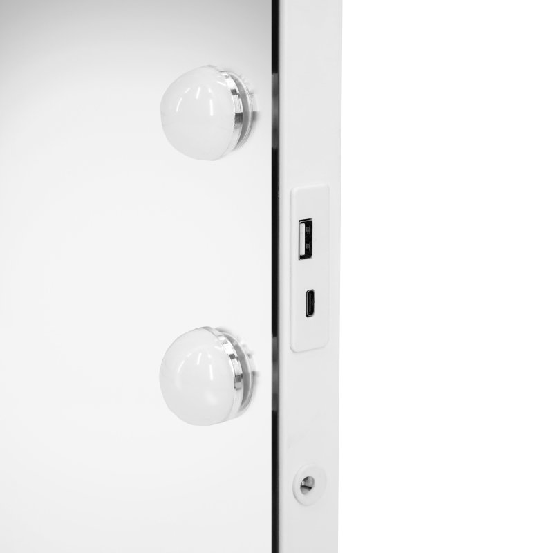 Light Up Hollywood Mirror 15 LED Vanity Makeup Table Wall Touch Screen Dimmable 3 Colour Modes Bluetooth Speaker 2 Charging Ports USB-A & USB-C Microfibre Cleaning Cloth 10 x Magnification Mirror