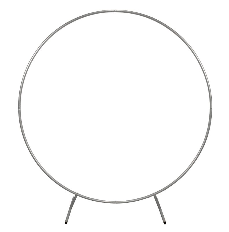 Wedding Moongate Arch Silver 2m/ 200cm Arbour Round Outdoor Decor Background Flower Balloon Circle Hoop Frame Backdrop Party Decoration Floral Prop Floor Standing Baby Shower Birthday Christening