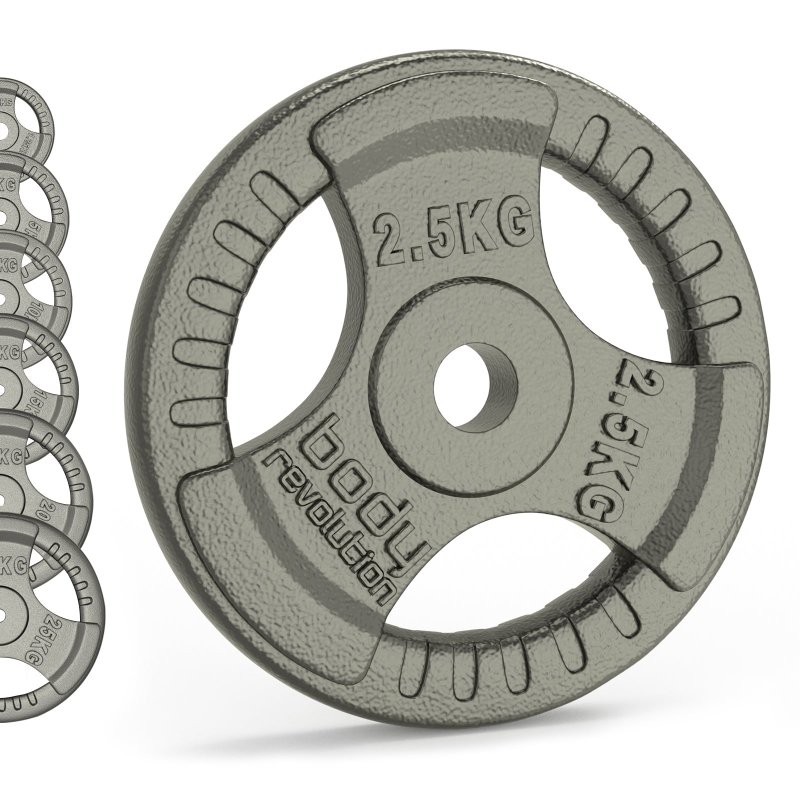 Cast Iron Weight Plates 1" Standard Tri Grip Pairs 5kg PAIR