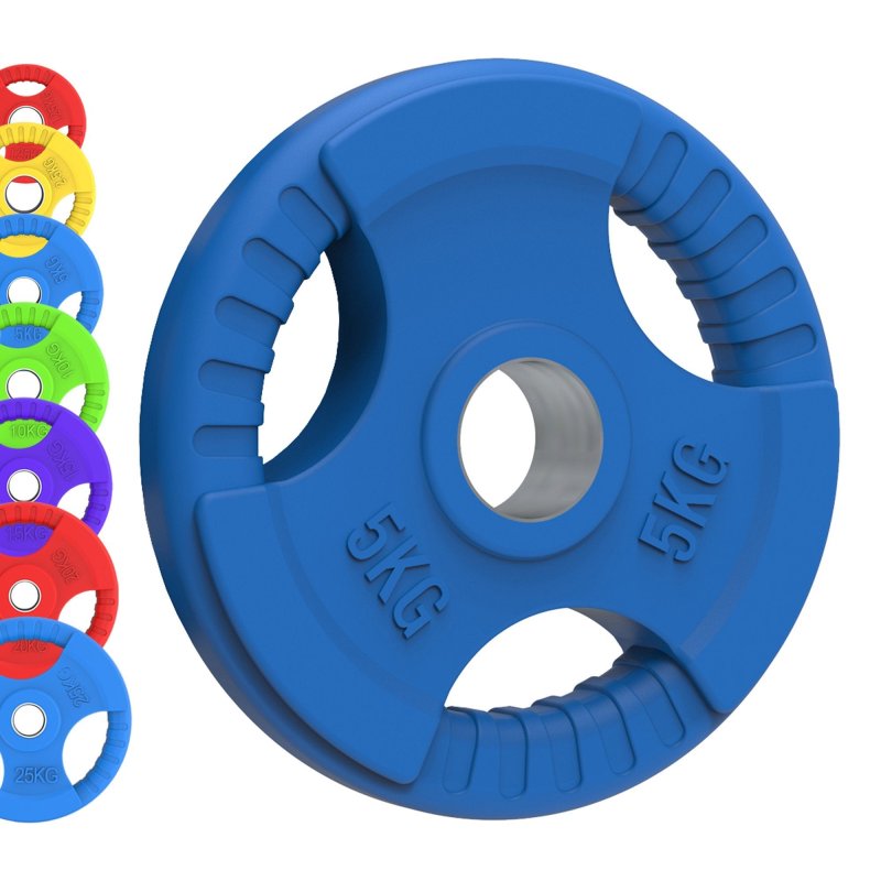 Olympic Tri-Grip Rubber Weight Plates Colour Pairs Sets 15 kg PAIR