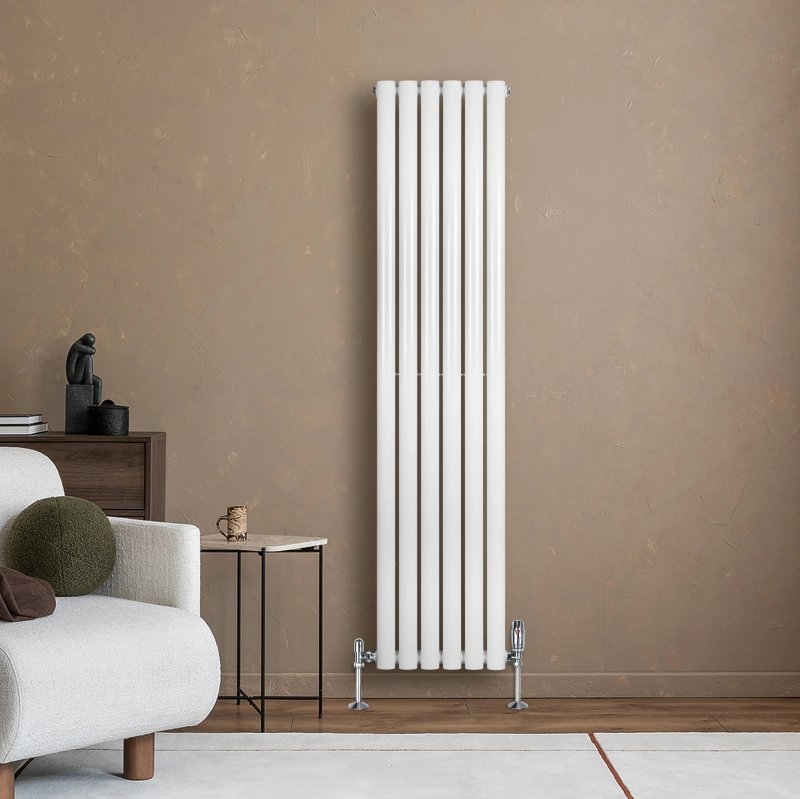Oval Single Column Radiator - 1600 x 360mm - White