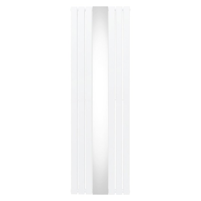 Flat Panel Radiator With Mirror 1800mm x 565mm Modern Designer Double Column Vertical Heater Matt White Carbon Steel Wall Mounted Kitchen Living Room Cleaning Brush Fixing Kit & Brackets