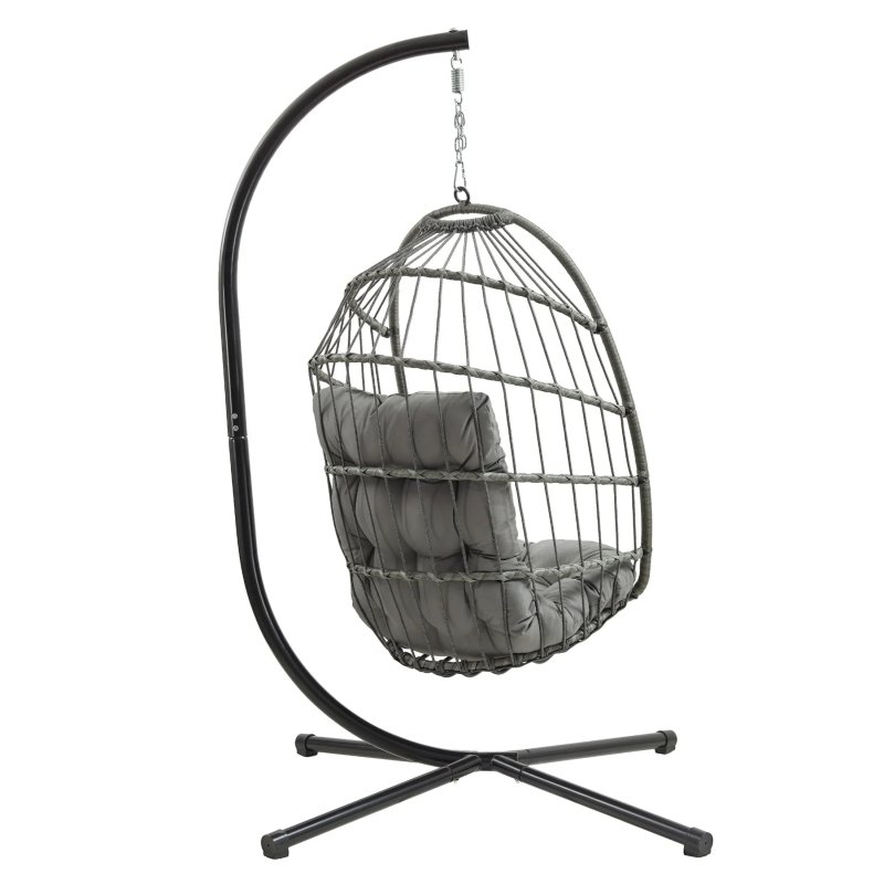 Rattan Hanging Egg Chair - Grey