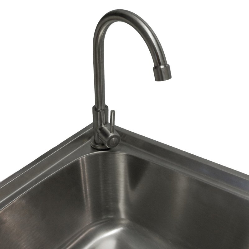 Camping Sink with Tap and Drainage Pipe Outdoor Stainless Steel Metal  Wash Basin Free Standing Portable