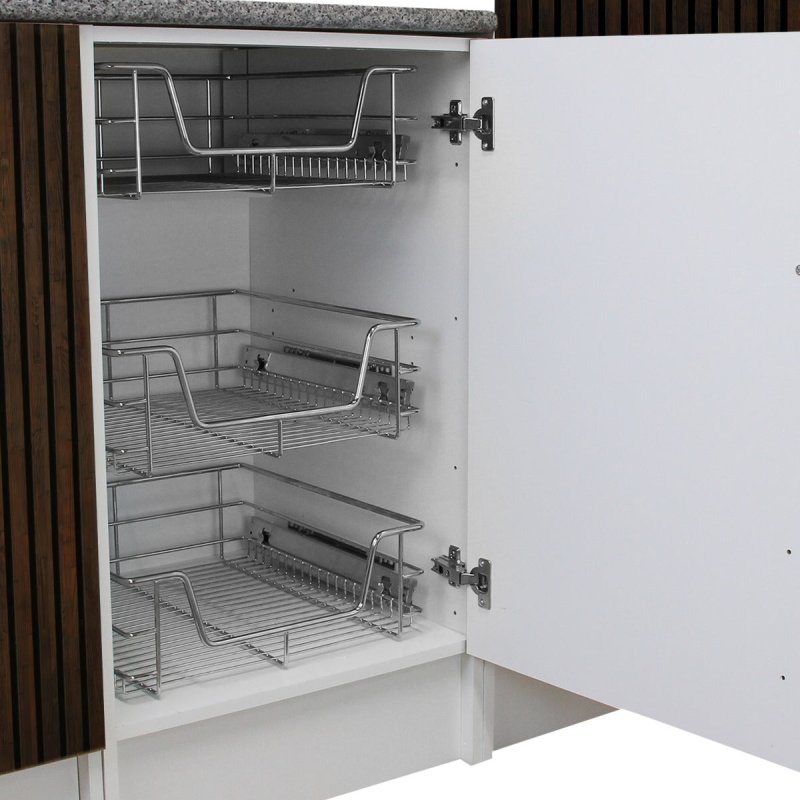 KuKoo 2 x Kitchen Pull Out Soft Close Baskets, 400mm Wide Cabinet, Slide Out Wire Storage Drawers