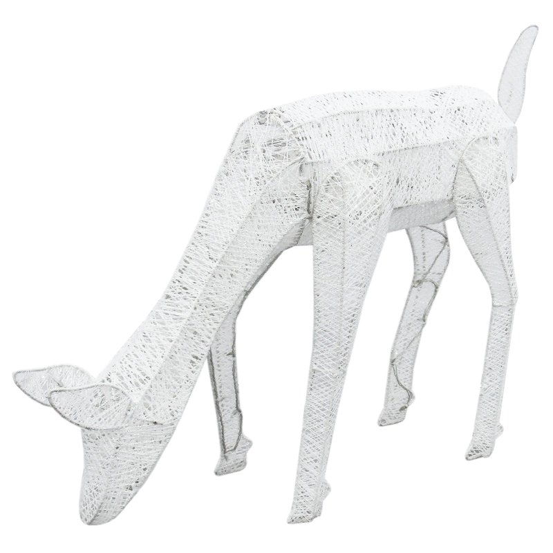 White Light Up Reindeer Doe Christmas Decoration 120 Cool LEDs Figure Ornament Indoor Or Outdoor Use Glitter Large