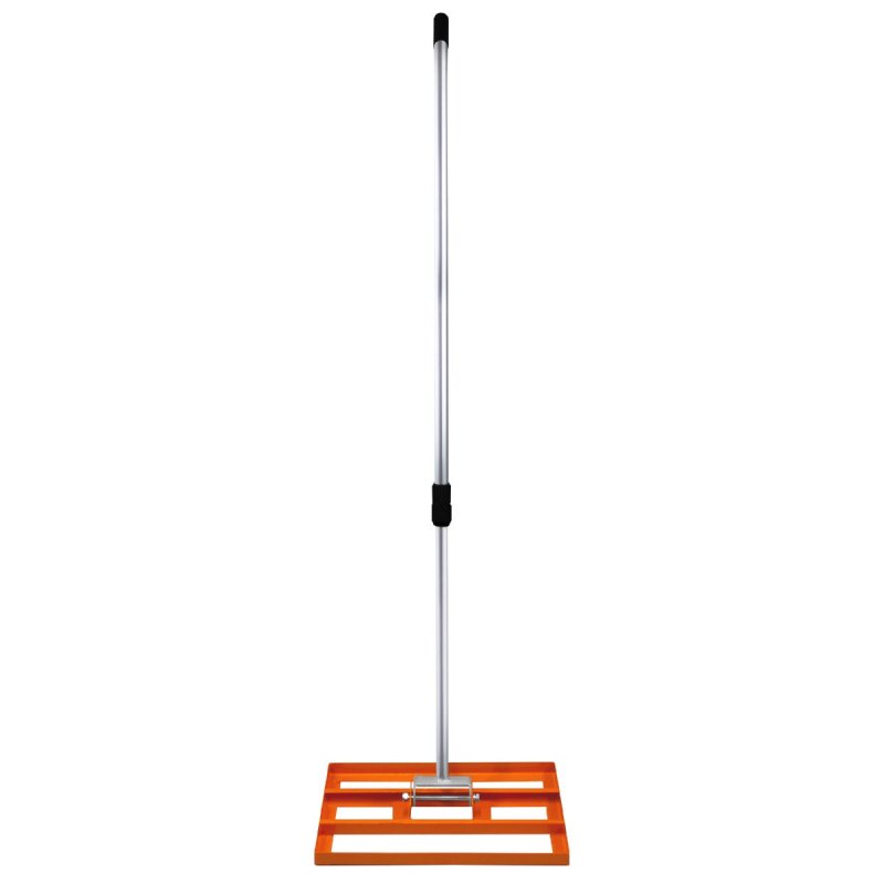 Lawn Leveller 50cm x 32cm Levelling Rake Lute Heavy Duty Lightweight Galvanised Steel Aluminium Orange 1.2 - 1.9m Extendable Handle Easy Grip Landscaping Garden Tool Grass Soil Artificial Turf Compost