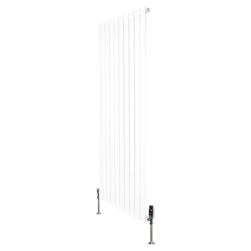 Flat Single Column Radiator - 1600mm x 700mm & Valves - White