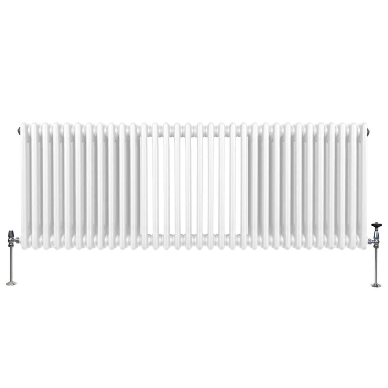 Traditional 3 Column Radiator 600mm x 1462mm Modern Central Heating Heater Gloss White Carbon Steel Horizontal Wall Mounted Kitchen Living Room Bathroom Cleaning Brush Fixing Kit & Brackets