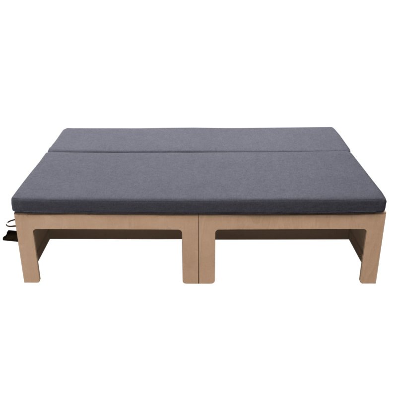 Sliding Camper Sofa Bed & Cushions Pull Out Bench Vivaro Movano Sprinter VW T4 T5 T6 Transit DIY Van Conversion Under Seat Storage Storage Nets Cup Holder 8cm Thick Mattress Washable Covers Fixing Kit