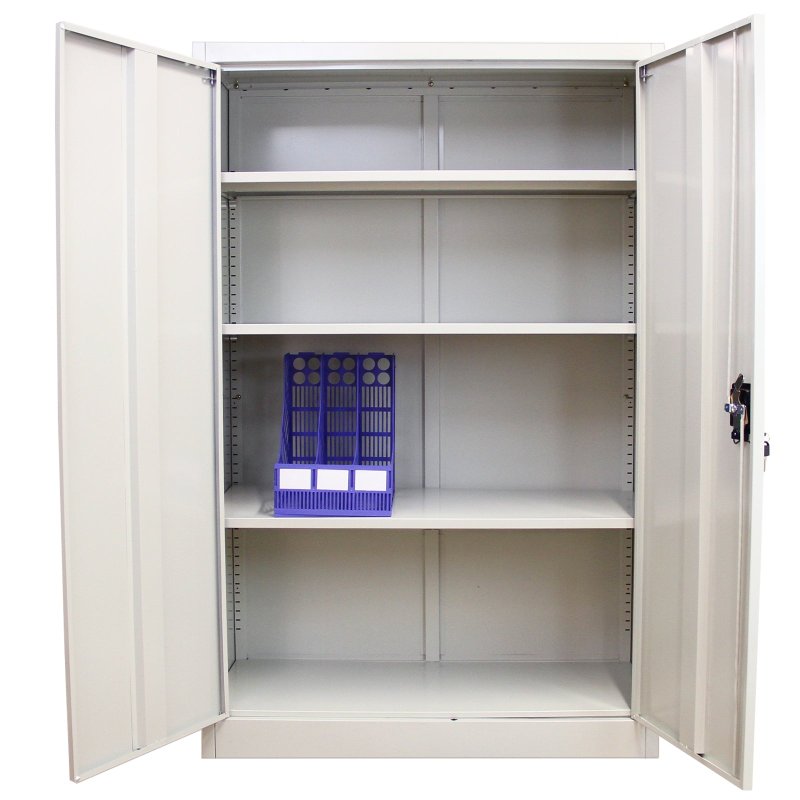 Metal Office 2 Doors Filing Cabinet Flatpack Document File Compartments Lockable Storage Cupboard Unit 140cm