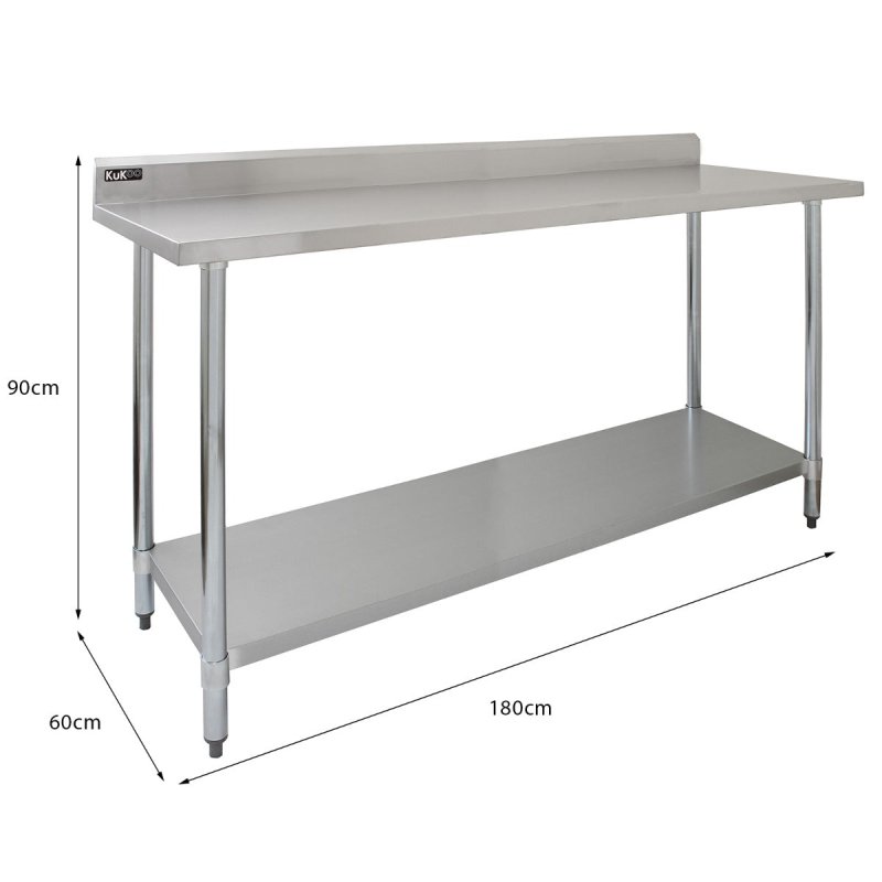 KuKoo 6ft Food Preparation Kitchen Catering Table, Stainless Steel, 250kg Capacity