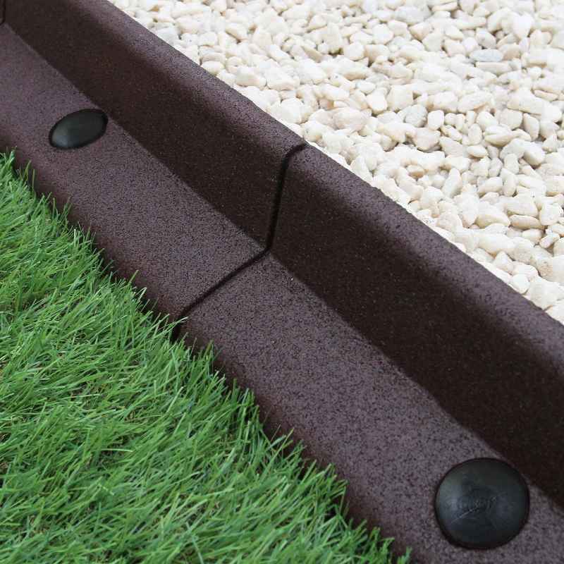 Flexible Lawn Edging Garden Border Grass Pathways Path Edge Vegetable Plot Flowerbed Raised Borders Rubber Artificial Grass Brown | Pack of 14 x 1.2m
