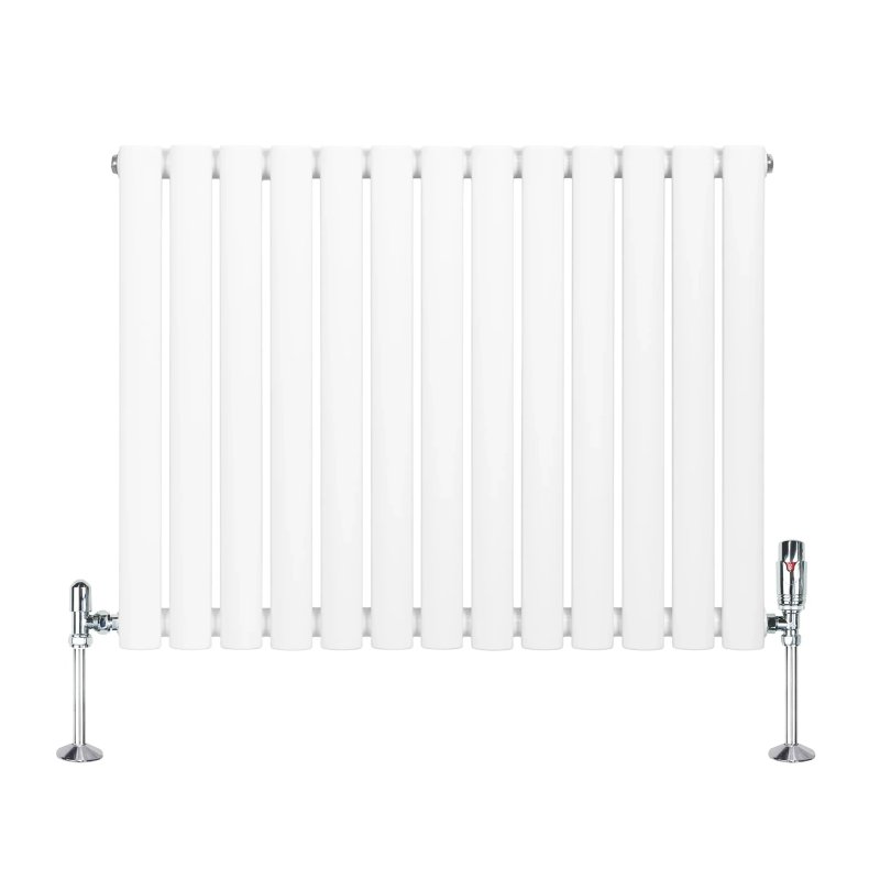 Oval Single Column Radiator & Valves - 600mm x 780mm - White