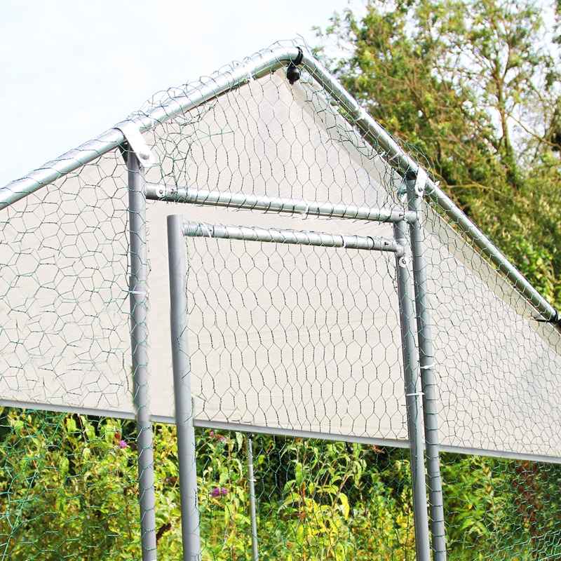 Walk In Chicken Run Cage Coop 3m x 8m x 2m Dog Pen House Kennel Large Metal Enclosure Rabbits Ducks Poultry Roof Cover Shelter Sunshade Pets Outdoor Backyard Farm Animal