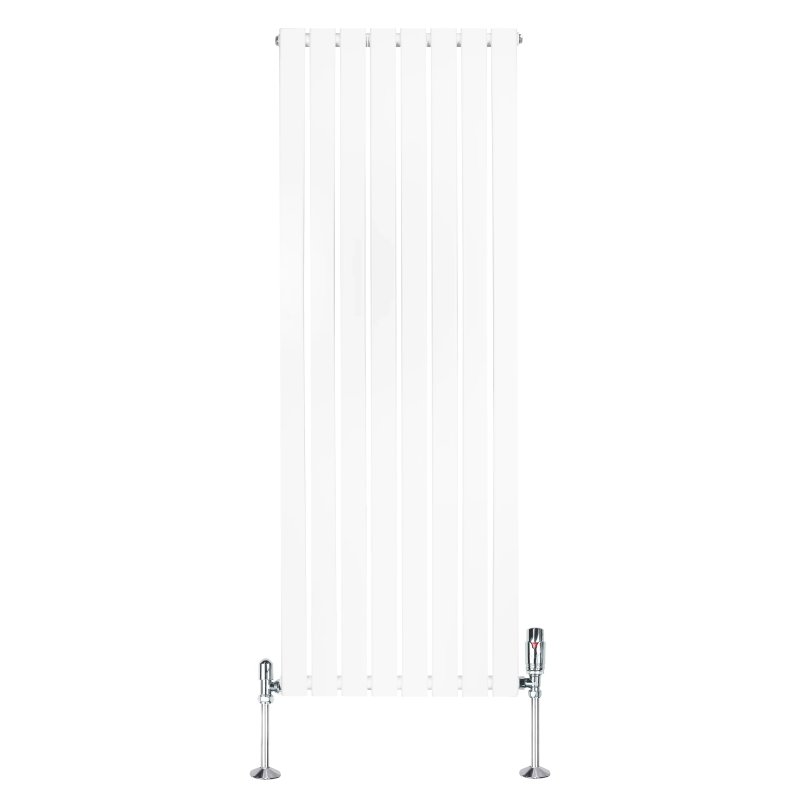 Flat Single Column Radiator & Valves - 1600mm x 560mm - White