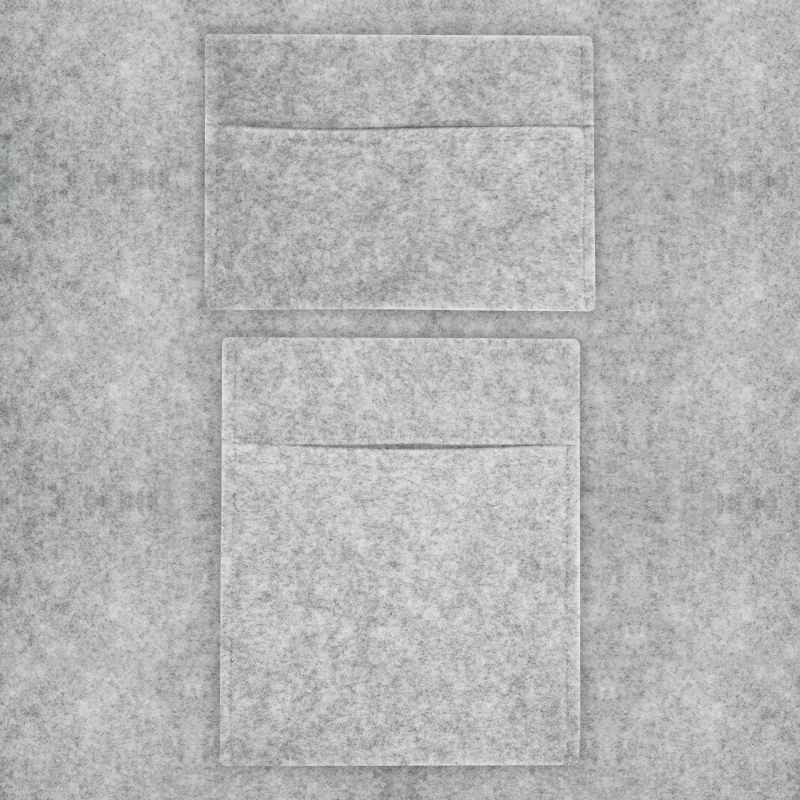 Fabric Storage Pouches 2 Pack 2 Sizes Silver Grey Car Motorhome Camper Van Matching Lining Tool Paperwork Document Pocket Organiser Holder Accessories Portable Fixed 100% Polypropylene 3mm Thick