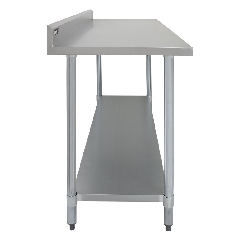 Catering Bench With Single Over-shelf Heavy Duty Kitchen Work Table Stainless Steel Prep-table Commercial Home Preparation Worktop 5ft