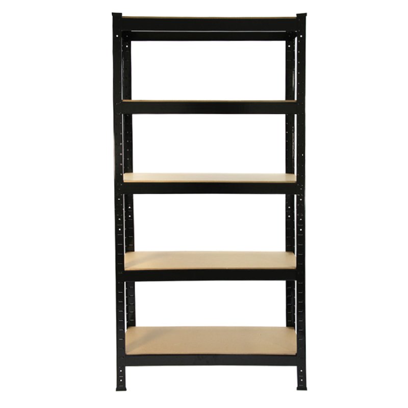 8 x Black Racking Bay Unit 5 Tier Heavy Duty Steel Metal 150kg capacity Per Shelf Garage Shelves Storage Warehouse Shed Workshop Boltless Shelving 75cm x 150cm x 30cm Free Rubber Mallet