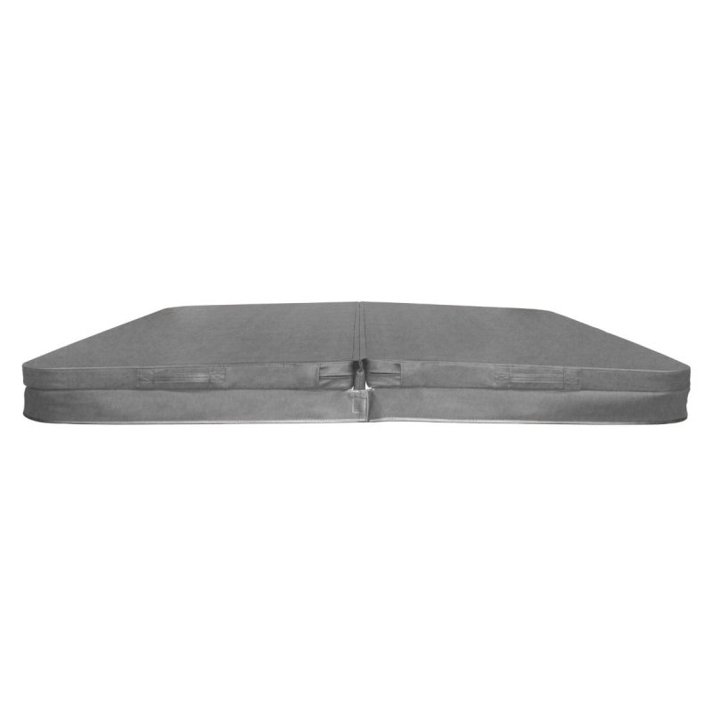 Hot Tub Cover Spa Lid 220cm x 220cm Square Grey Hard Top Weatherproof PVC Leather Foam 25KG/m3 Density Galvanized C-Channel UV Mildew Flame Resistant