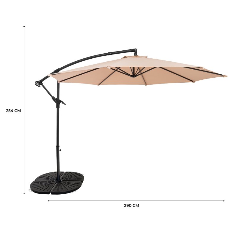 Cantilever Parasol 3m With Full Fan Base - Beige