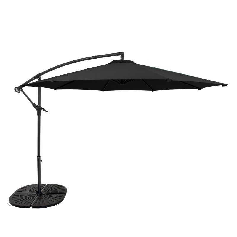 Cantilever Parasol 3m With Full Fan Base - Black
