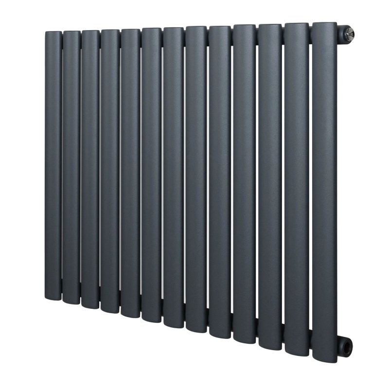 Oval Single Column Radiator - 600 x 780mm - Anthracite Grey