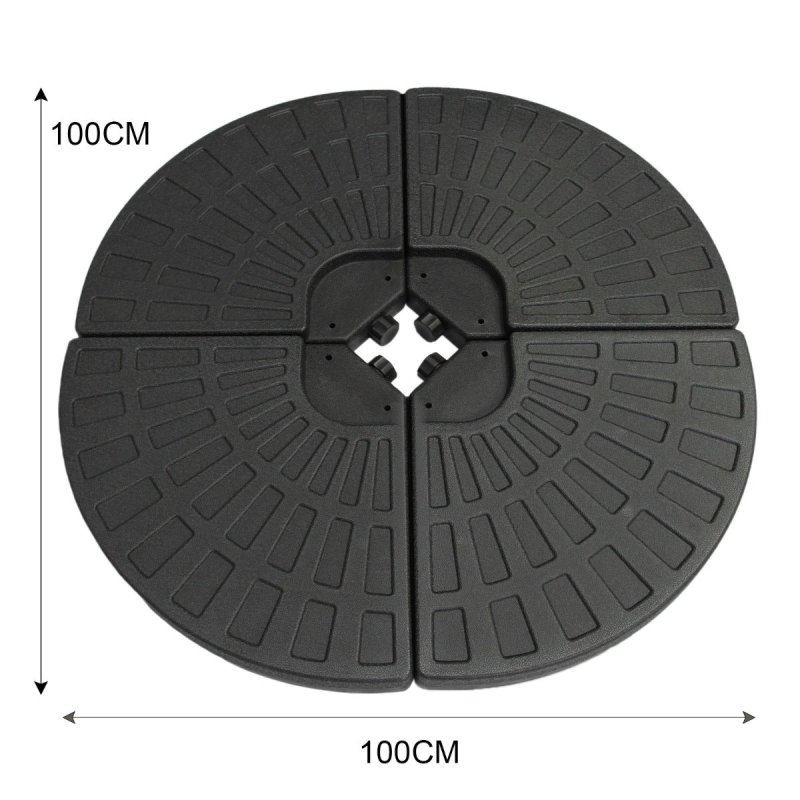 Monster Shop Dark Grey Fan Cantilever Parasol Base Garden Patio Outdoor Umbrella Weight Stand Sand Water Filled Garden Furniture 100cm x 100cm x 7cm