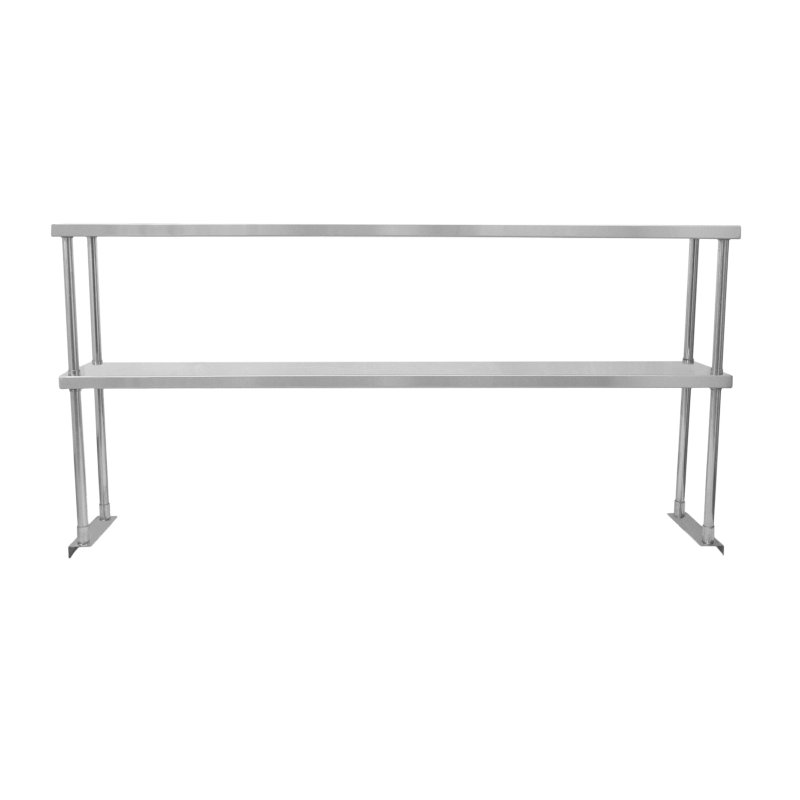 Double Tier Shelving for 5ft Catering Prep Table Commercial Kitchen Bench Overshelf Stainless Steel Heavy-duty 150 x 75 x 30cm (WxHxD)