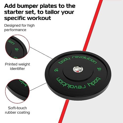 7ft Olympic Weightlifting Bar Bumper Weight Plate Sets 30kg Weight