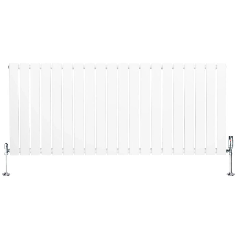 Flat Single Column Radiator & Valves - 600mm x 1400mm - White