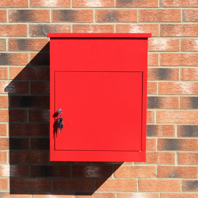 Parcel Post Box Lockable Wall Mounted Secure Large Outdoor Letter Smart Mail Drop Box Weatherproof Galvanised Steel | 5 Keys | 580 x 460 x 360mm