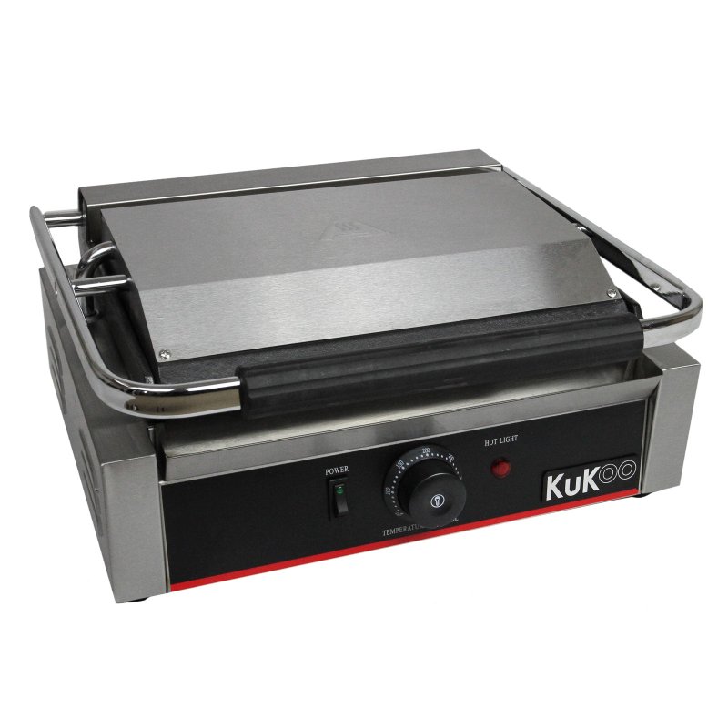 KuKoo Grooved / Flat Panini Press Ribbed Contact Grill Toaster Sandwich Maker Commercial Catering Machine