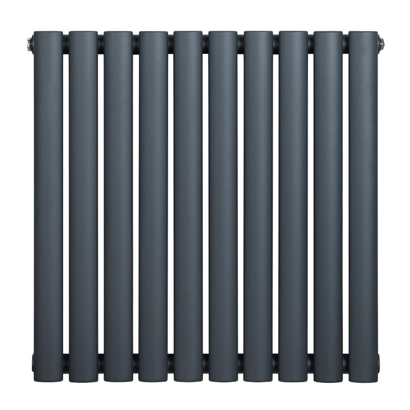 Oval Single Column Radiator - 600 x 600mm - Anthracite Grey