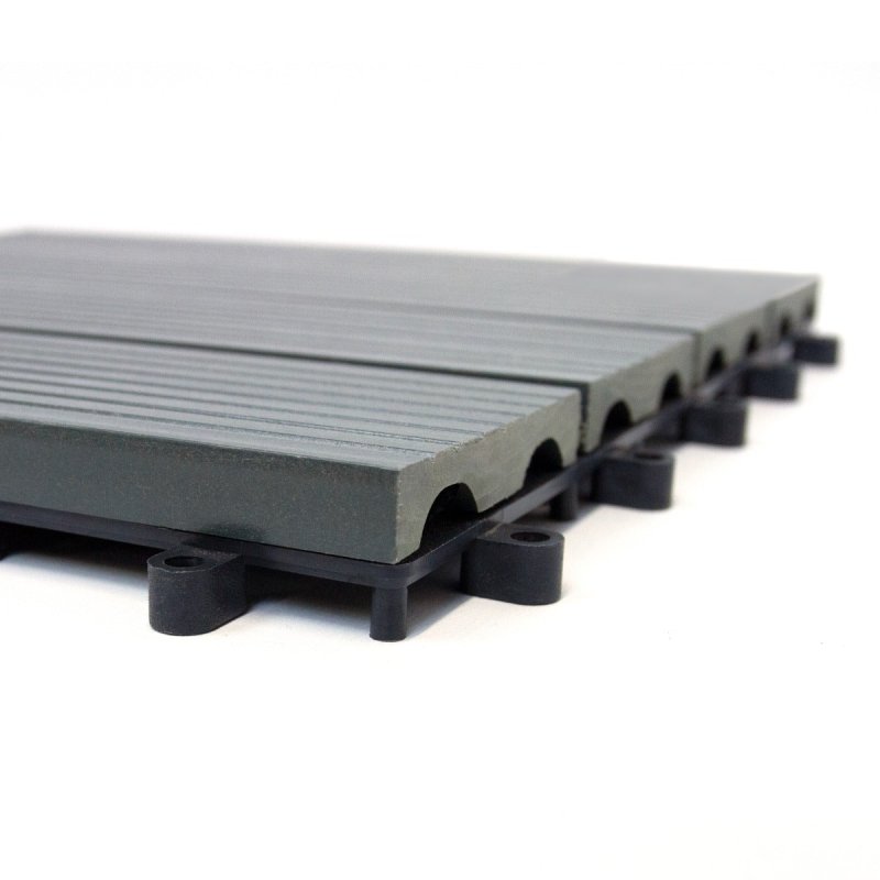 33 x WPC Decking Tiles Grey Terrace Decking Wood Plastic Composite DIY Interlocking Flooring Balcony Roof Terrace Hot Tub Outdoor Deck Tiles Click & Go Easy Clean Weather Resistant 30 x 30 cm (3 m?_)