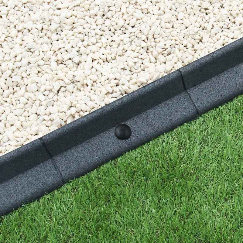 Flexible Lawn Edging Garden Border Grass Pathways Path Edge Vegetable Plot Flowerbed Raised Borders Rubber Artificial Grass Grey | Pack of 8 x 1.2m