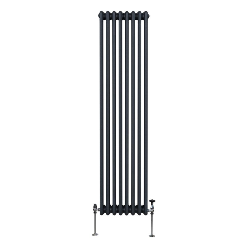 Traditional 3 Column Radiator 1800mm x 382mm Modern Central Heating Heater Matt Anthracite Grey Carbon Steel Vertical Wall Mounted Kitchen Living Room Bathroom Cleaning Brush Fixing Kit & Brackets