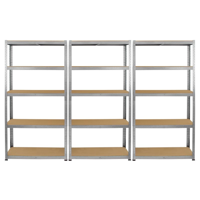 6 x Silver Racking Bay Units 5 Tier & Heavy-Duty Galvanised Steel 175kg Capacity Per Shelf Garage Shelves Storage Warehouse Shed Workshop Boltless 90cm x 30cm x 180cm